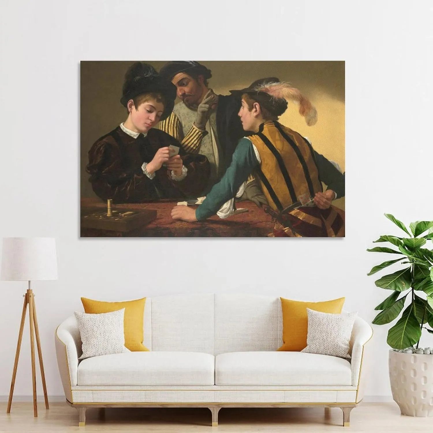 Printed Poster with Famous Painting by Caravaggio Cardsharps Picture Print Wall Art Poster Painting Canvas Posters Artworks Gift Idea Room Aesthetic 12x18inch(30x45cm)