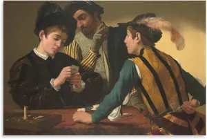 Printed Poster with Famous Painting by Caravaggio Cardsharps Picture Print Wall Art Poster Painting Canvas Posters Artworks Gift Idea Room Aesthetic 12x18inch(30x45cm)