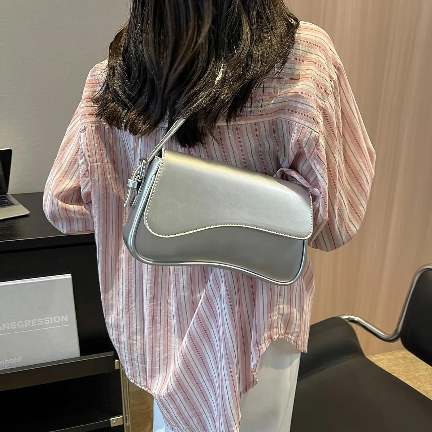PU Leather Tote Bag for Women with 2 Removable Straps and Zipper Closure