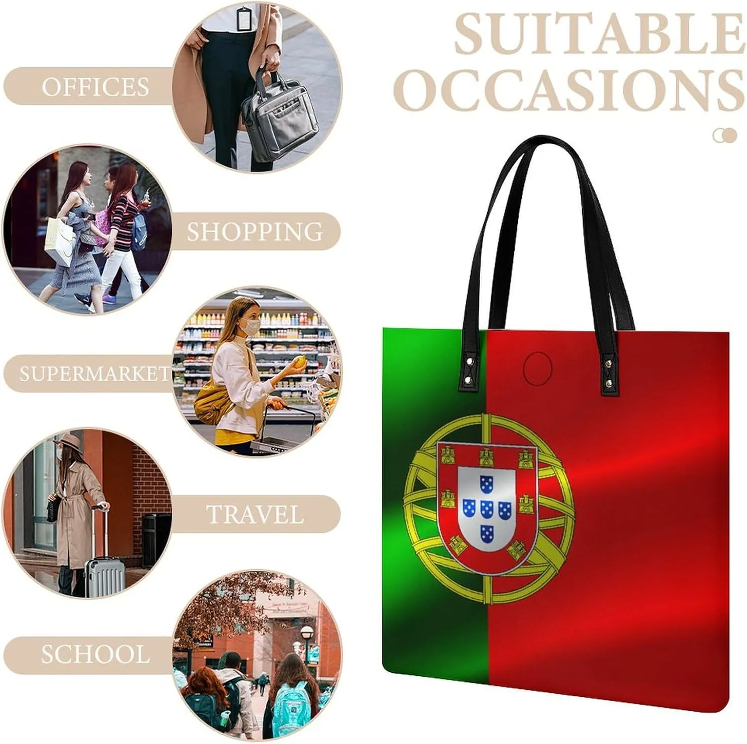 Pu Leather Tote Women Weekender Bag Shopping Handbag Travel Purse