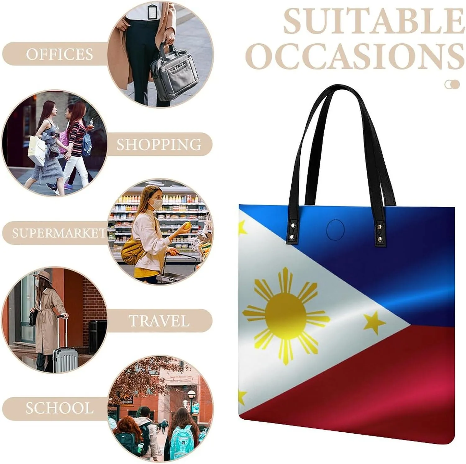 Pu Leather Tote Women Weekender Bag Shopping Handbag Travel Purse