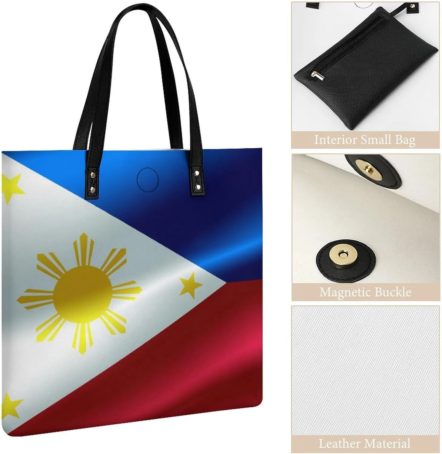 Pu Leather Tote Women Weekender Bag Shopping Handbag Travel Purse