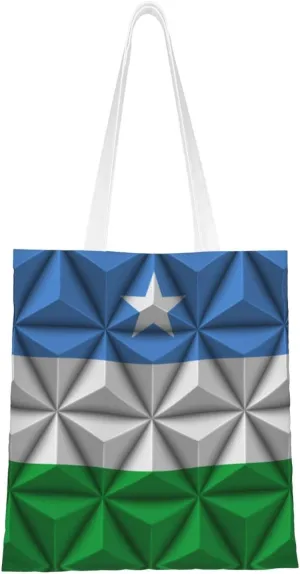 Puntland Flag With Polygon Effect Tote Bag for Women Canvas Shopping Bags Reusable Large Capacity Casual Shoulder Handbags Grocery Bags DIY Gift Bags