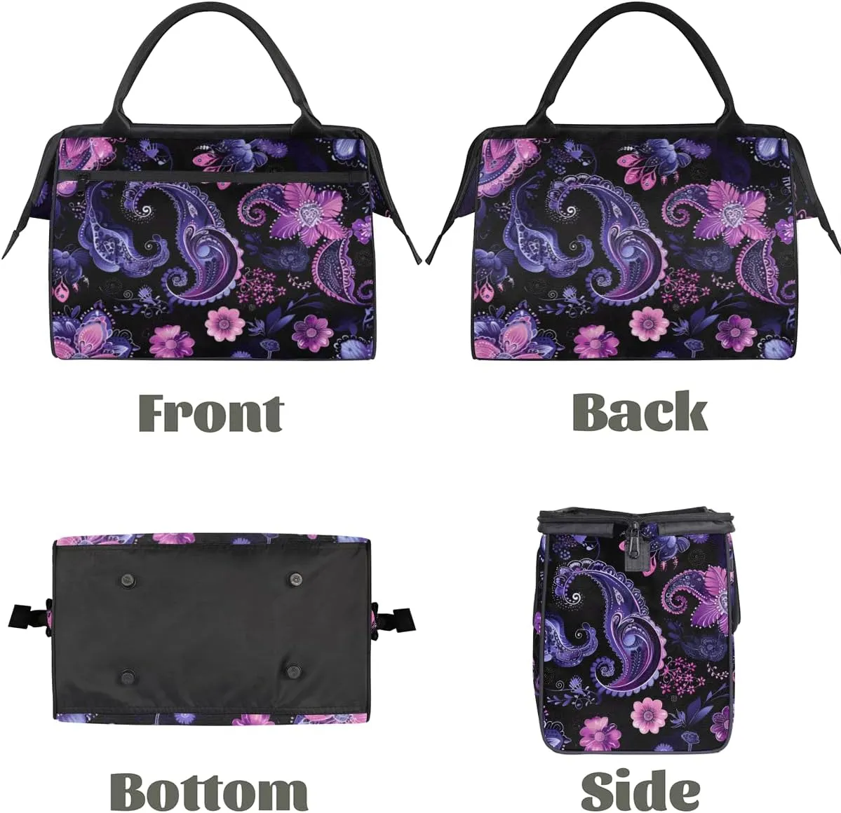 Purple Pink Abstract Paisley Weekender Overnight Bag for Women Waterproof Carry On Travel Duffle Bags with Pocket Lightweight Sports Gym Tote Bag Large Luggage Workout Personal Item Hospital Bags