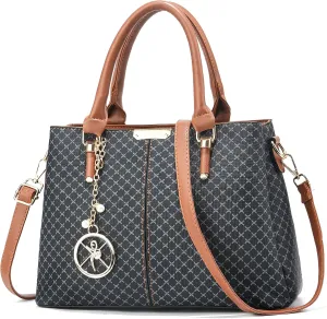 Purse and Handbags for Women, 3 Zip Compartments Tote Bag Designer Shoulder Purse Top Handle Satchel Bags
