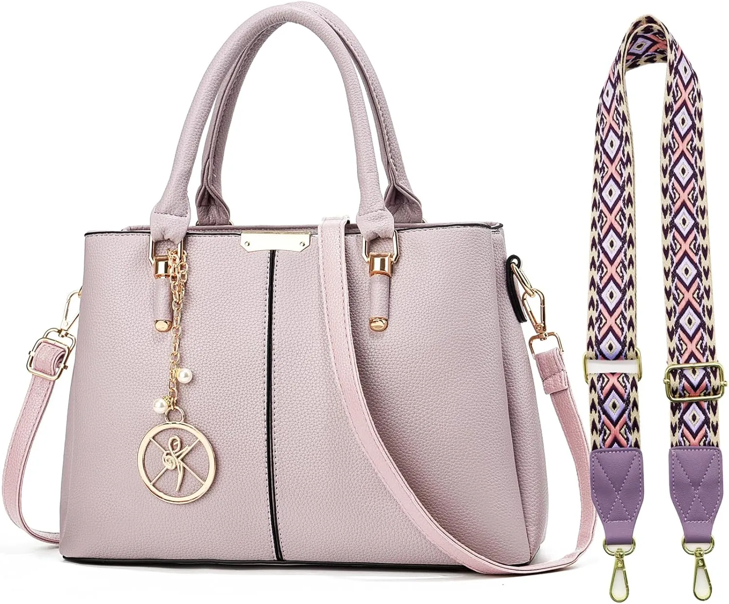 Purse and Handbags for Women, 3 Zip Compartments Tote Bag Designer Shoulder Purse Top Handle Satchel Bags
