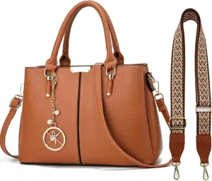 Purse and Handbags for Women, 3 Zip Compartments Tote Bag Designer Shoulder Purse Top Handle Satchel Bags