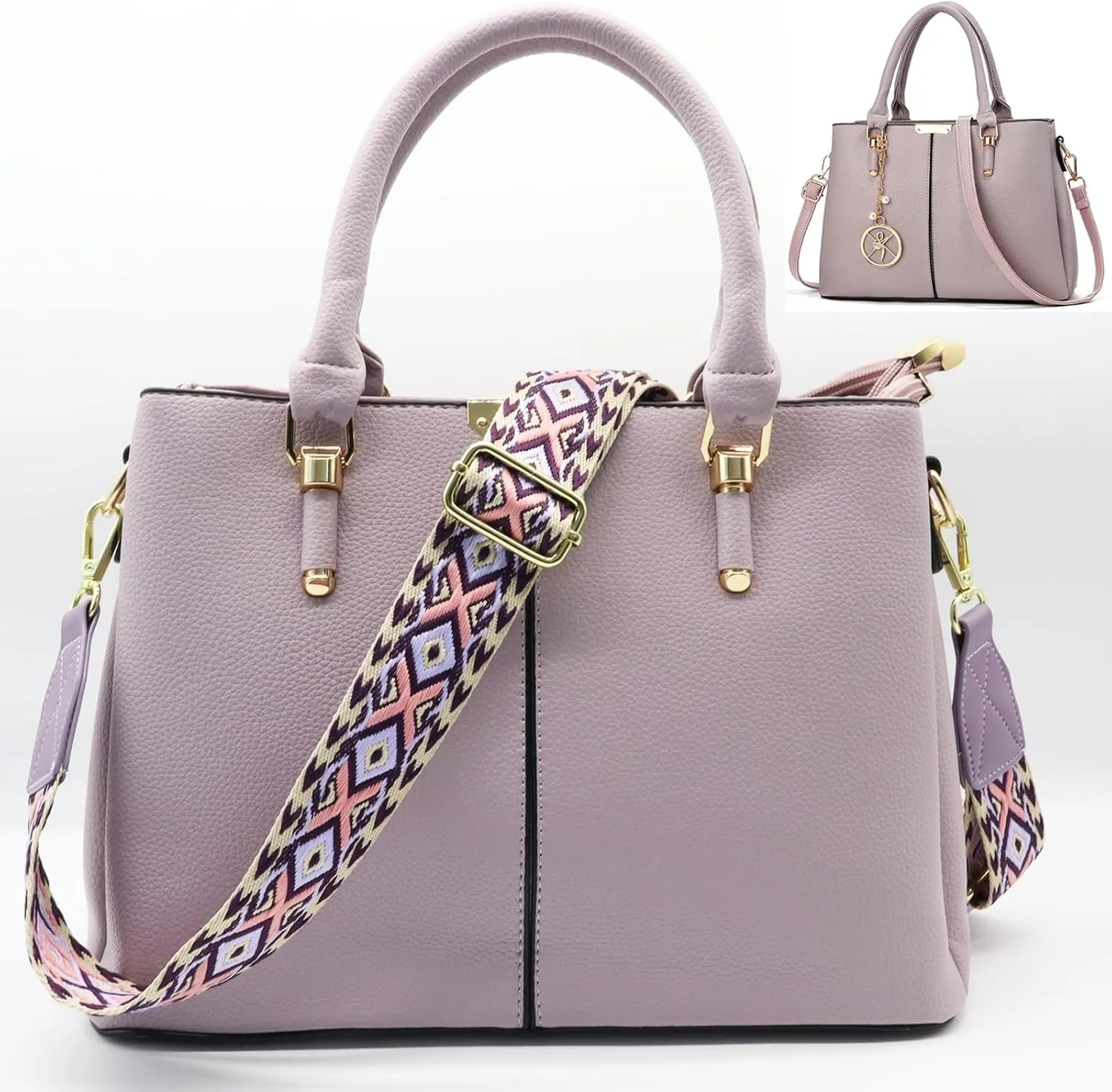 Purse and Handbags for Women, 3 Zip Compartments Tote Bag Designer Shoulder Purse Top Handle Satchel Bags