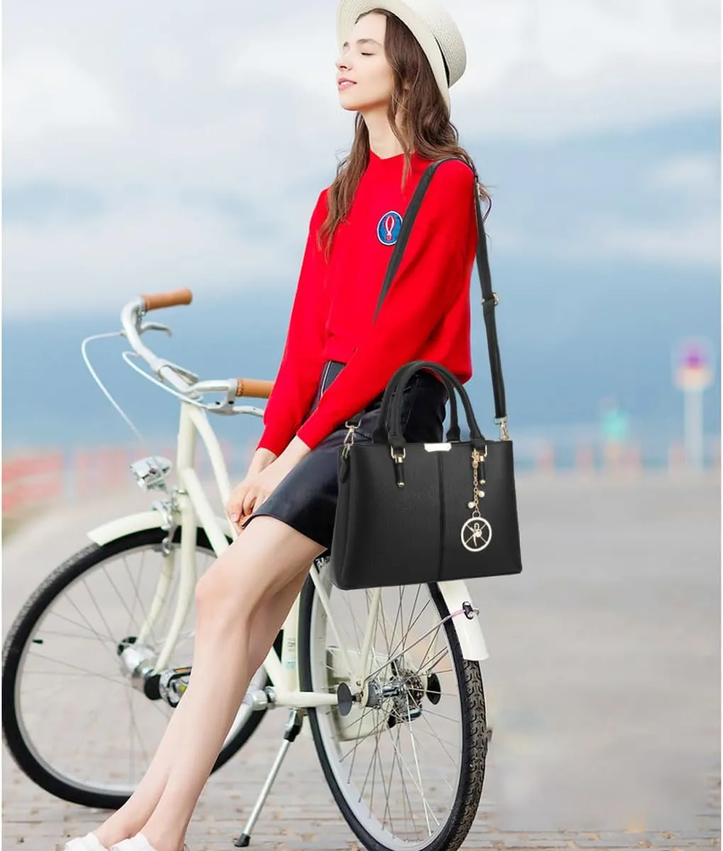 Purse and Handbags for Women, 3 Zip Compartments Tote Bag Designer Shoulder Purse Top Handle Satchel Bags