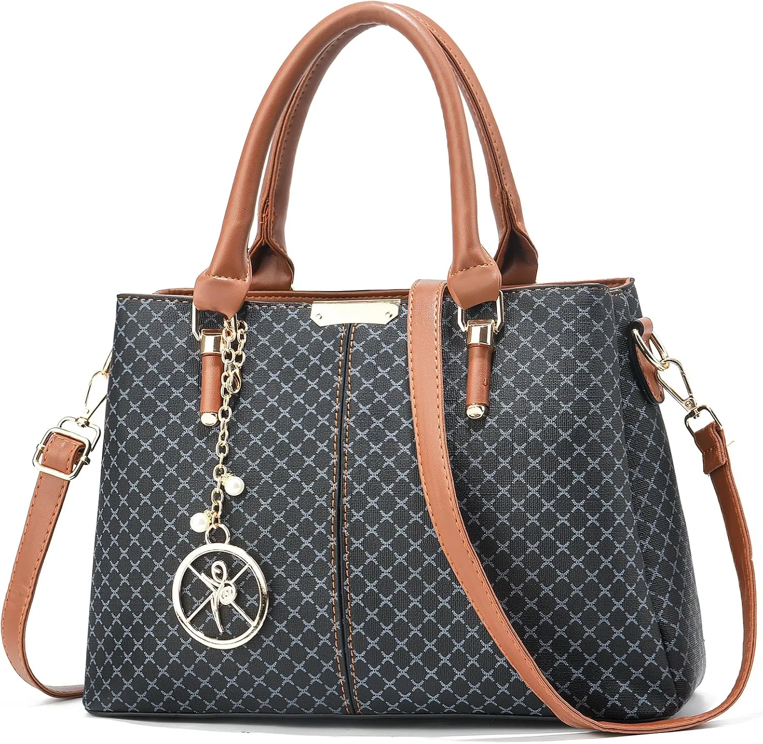 Purse and Handbags for Women, 3 Zip Compartments Tote Bag Designer Shoulder Purse Top Handle Satchel Bags