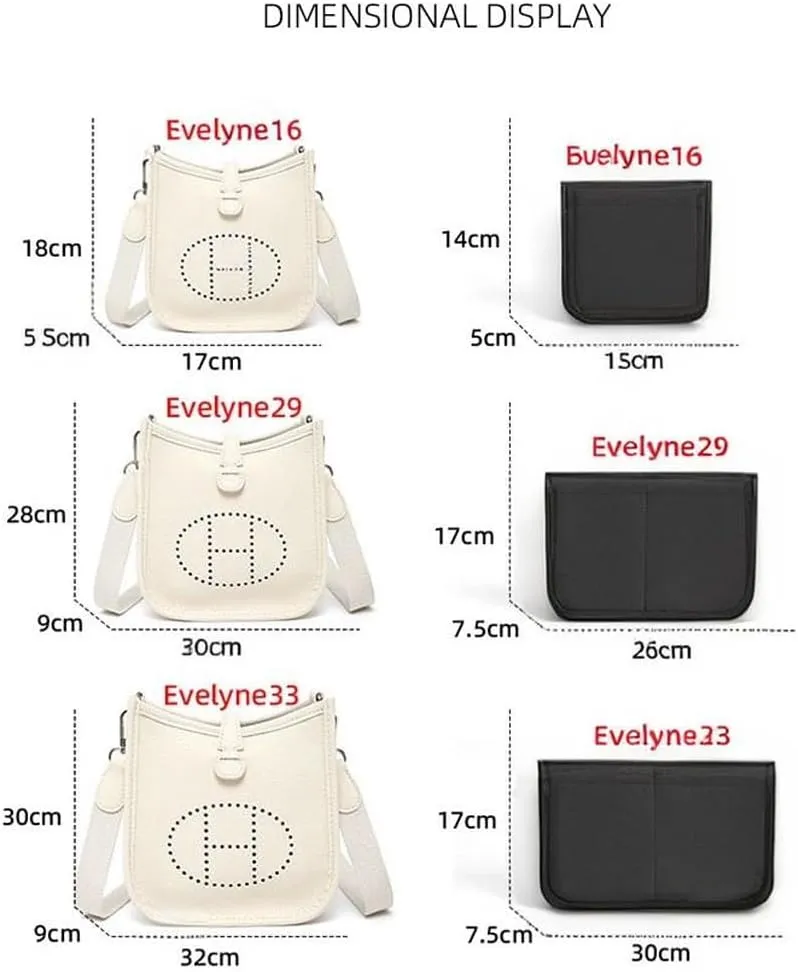 Purse Insert Organizer for Evelyne 16 Bags,Premium Purse Felt Insert (Black, For Evelyne 16)
