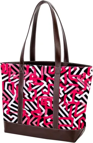 Purses for Women,Tote Bag for Women,Handbags for Women,Abstract Pink Modern Geometric