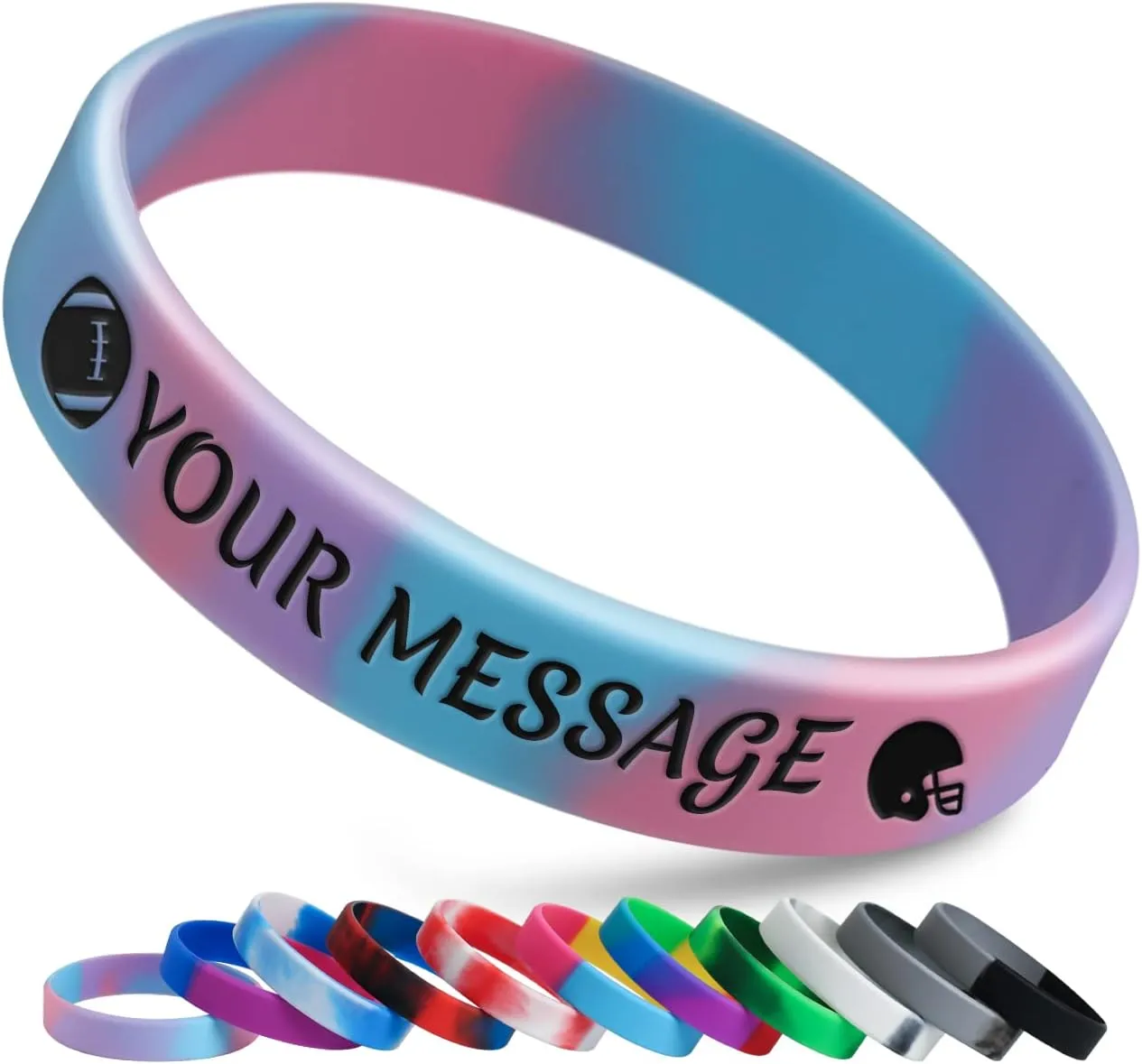 QEERBSIN 50 PCS Personalized Custom Rubber Silicone Bracelets - Customizable Classic Wristbands for Events, Support, Wedding, Awareness, Motivation