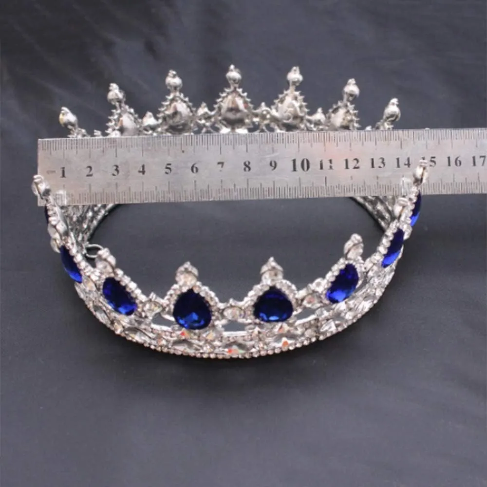 QIDIAN Bride Full Crown Pageant Headhand Jewelry Princess Tiara Retro Round Crown Bride Hair Accessories for Women