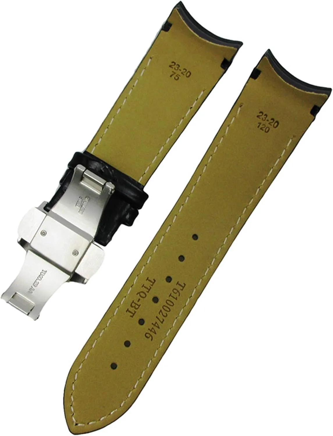 Quick Release Watch Strap Watch Band, 18mm/22mm/23mm/24mm Bamboo Pattern Genuine Leather Watchband Men Quick Release Buckle Curved Watchband End Watch Strap
