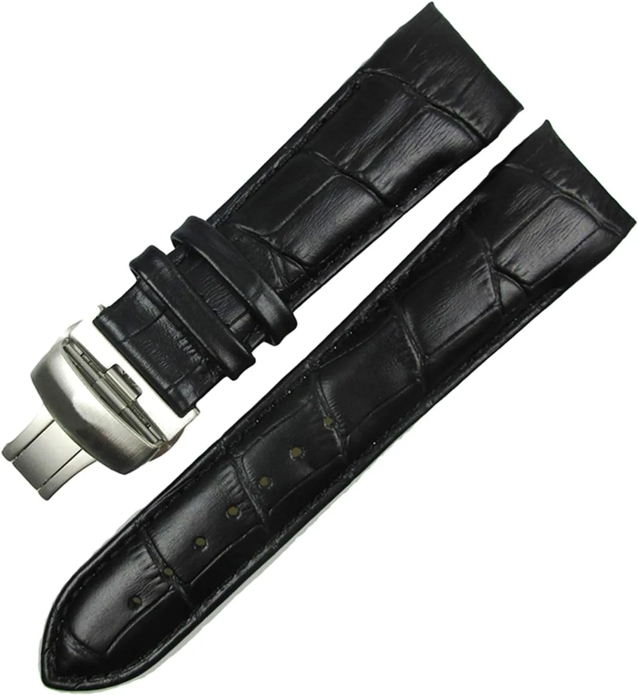 Quick Release Watch Strap Watch Band, 18mm/22mm/23mm/24mm Bamboo Pattern Genuine Leather Watchband Men Quick Release Buckle Curved Watchband End Watch Strap