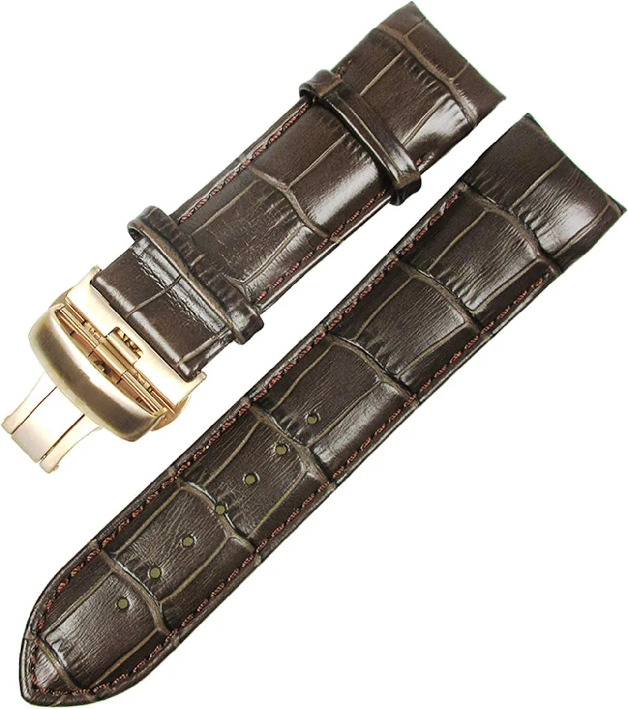 Quick Release Watch Strap Watch Band, 18mm/22mm/23mm/24mm Bamboo Pattern Genuine Leather Watchband Men Quick Release Buckle Curved Watchband End Watch Strap