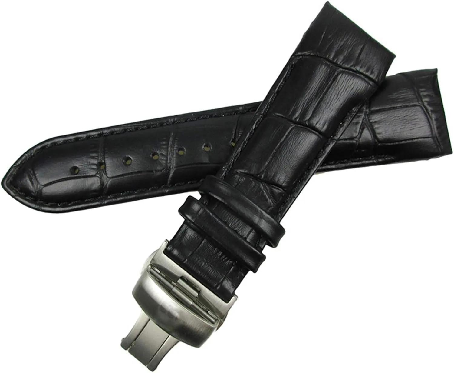 Quick Release Watch Strap Watch Band, 18mm/22mm/23mm/24mm Bamboo Pattern Genuine Leather Watchband Men Quick Release Buckle Curved Watchband End Watch Strap
