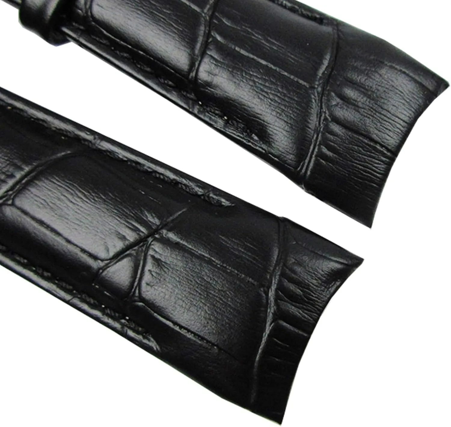 Quick Release Watch Strap Watch Band, 18mm/22mm/23mm/24mm Bamboo Pattern Genuine Leather Watchband Men Quick Release Buckle Curved Watchband End Watch Strap