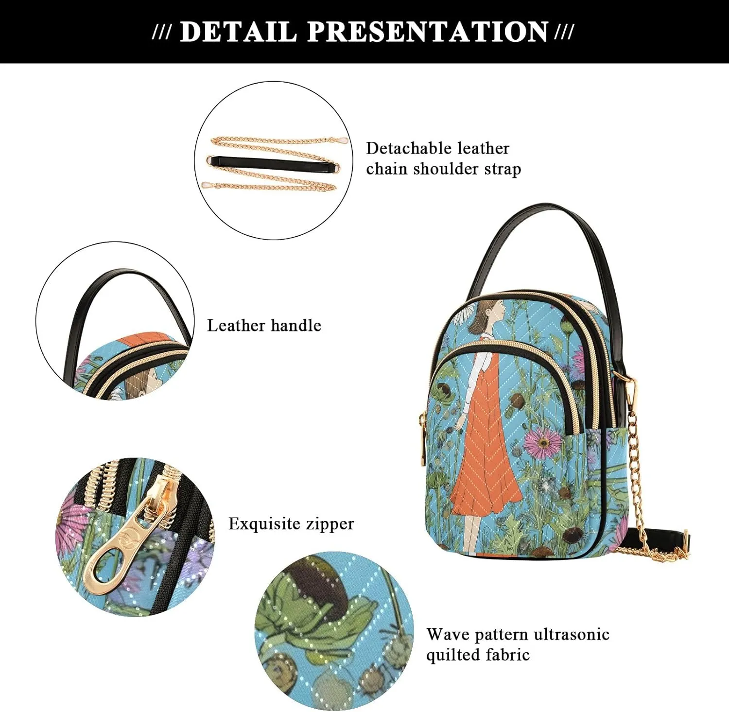 Quilted Crossbody Bag Small Shoulder Purse Women's Handbags Phone Purse with Chain
