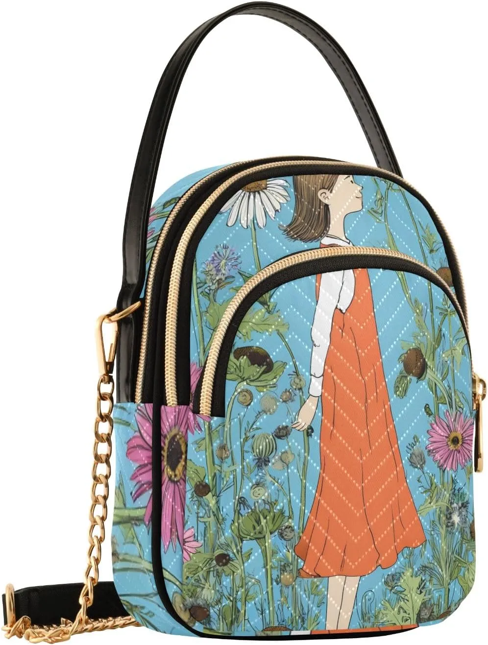 Quilted Crossbody Bag Small Shoulder Purse Women's Handbags Phone Purse with Chain