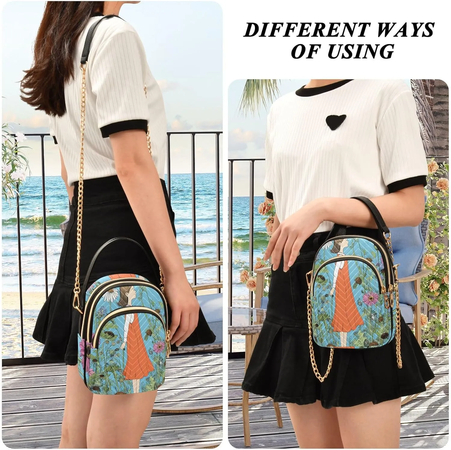 Quilted Crossbody Bag Small Shoulder Purse Women's Handbags Phone Purse with Chain