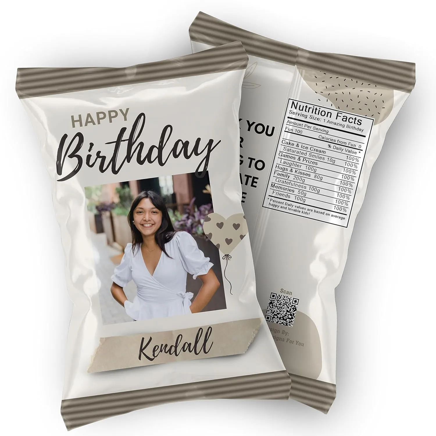 "Customizable Happy Birthday Chip Bags (Set of 12) - Memorable Photo Party Favors"
