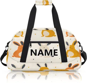 Rabbit Custom Small Gym Bag 18 inch for Women Men Personalized Easter Cute Carry On Overnight Weekender Bag for Travel Work Dance Sport