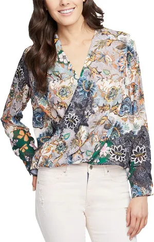 Rachel Roy Womens Crossover Peasant Blouse, Multicoloured, 2
