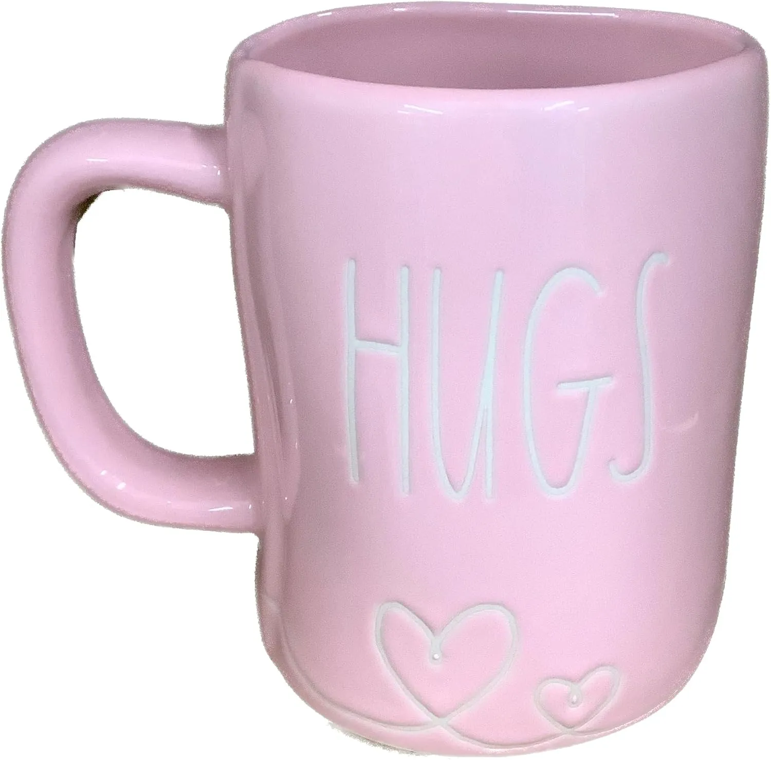 Rae Dunn Valentine's Day Coffee Mug, Pink - Hugs & Kisses