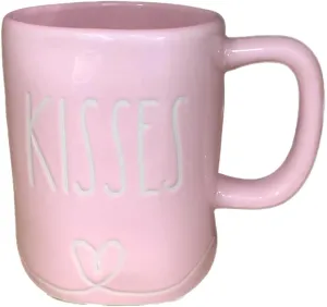 Rae Dunn Valentine's Day Coffee Mug, Pink - Hugs & Kisses