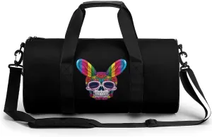 Rainbow Flag Skull Bunny Ears Easter Gay Gym Bag Lightweight Carry On Duffel Bag Athletic Sports Travel Bag Weekender Bag for Men Women