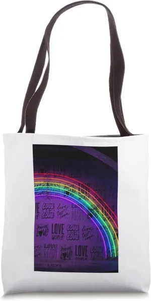 Rainbow Love Tote, Canvas bag, shopping bag, book bag Tote Bag