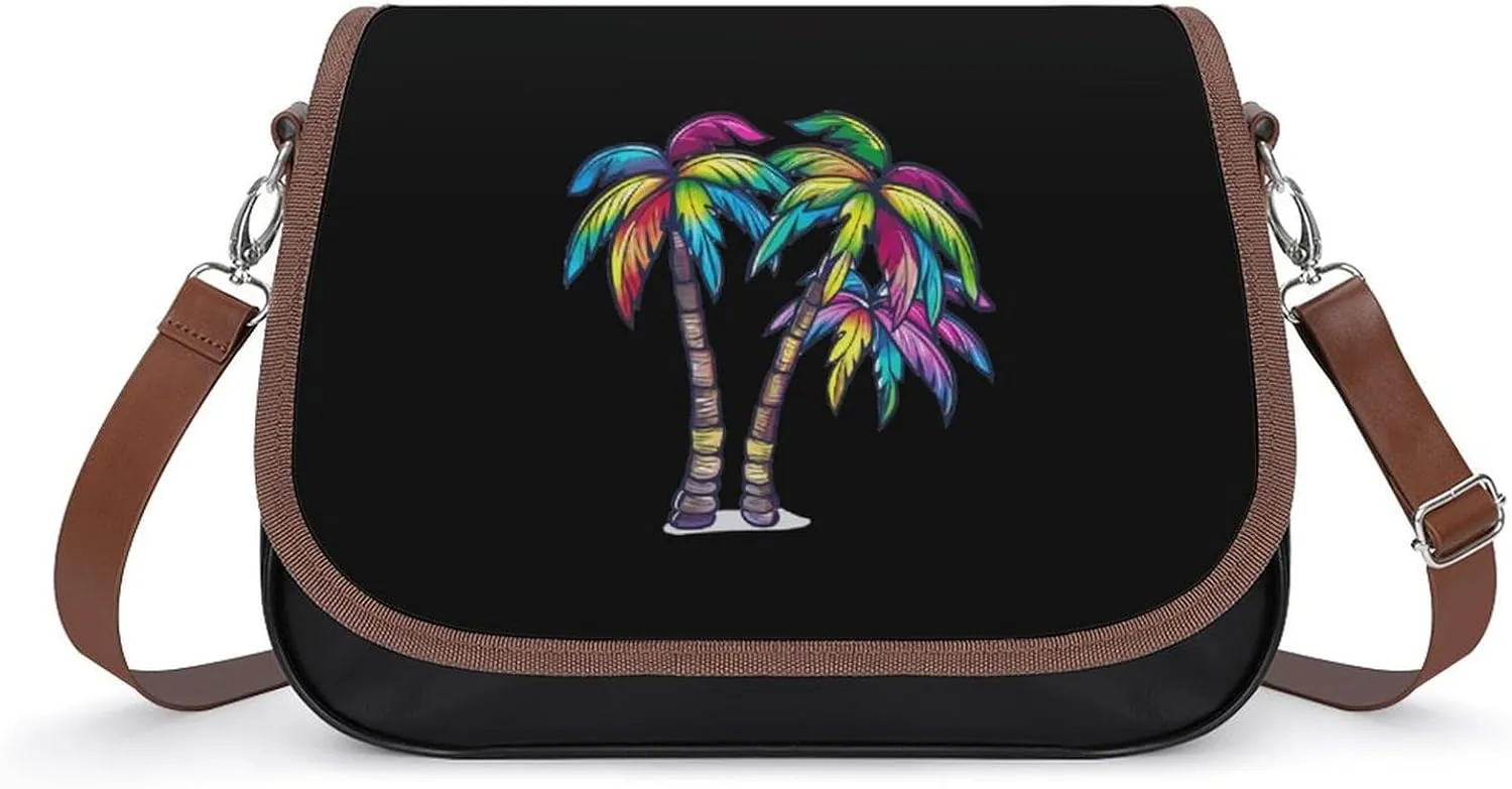 Rainbow Palm Crossbody Bags for Women Trendy Shoulder Satchel Purses Messenger Bag
