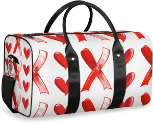 Red Hearts Travel Duffle Bag for Women Men Gym Duffel Foldable Bag Waterproof Weekender Sweethearts Love Duffle Tote