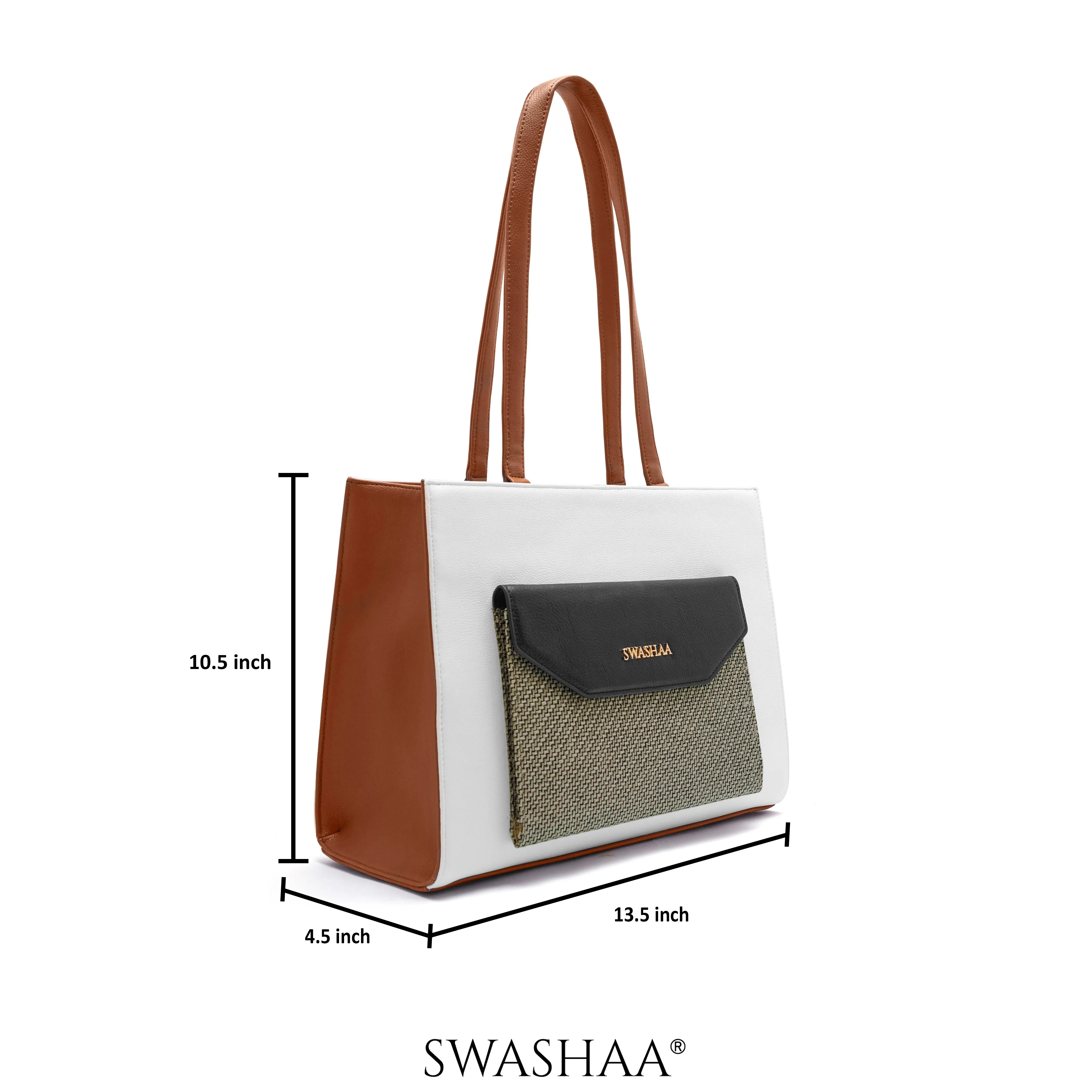 Reece Printed Front Pocket Leather Tote Bag