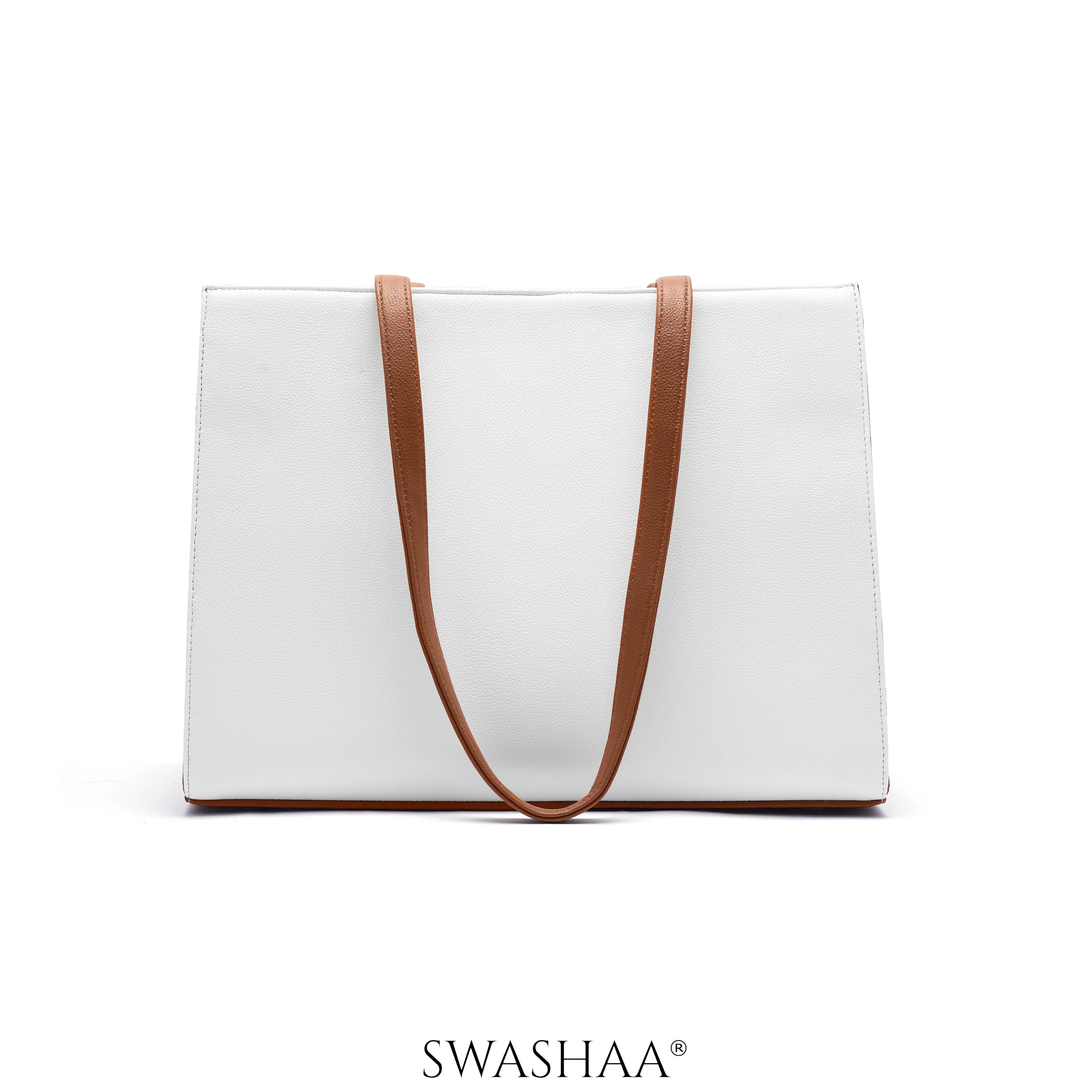 Reece Printed Front Pocket Leather Tote Bag