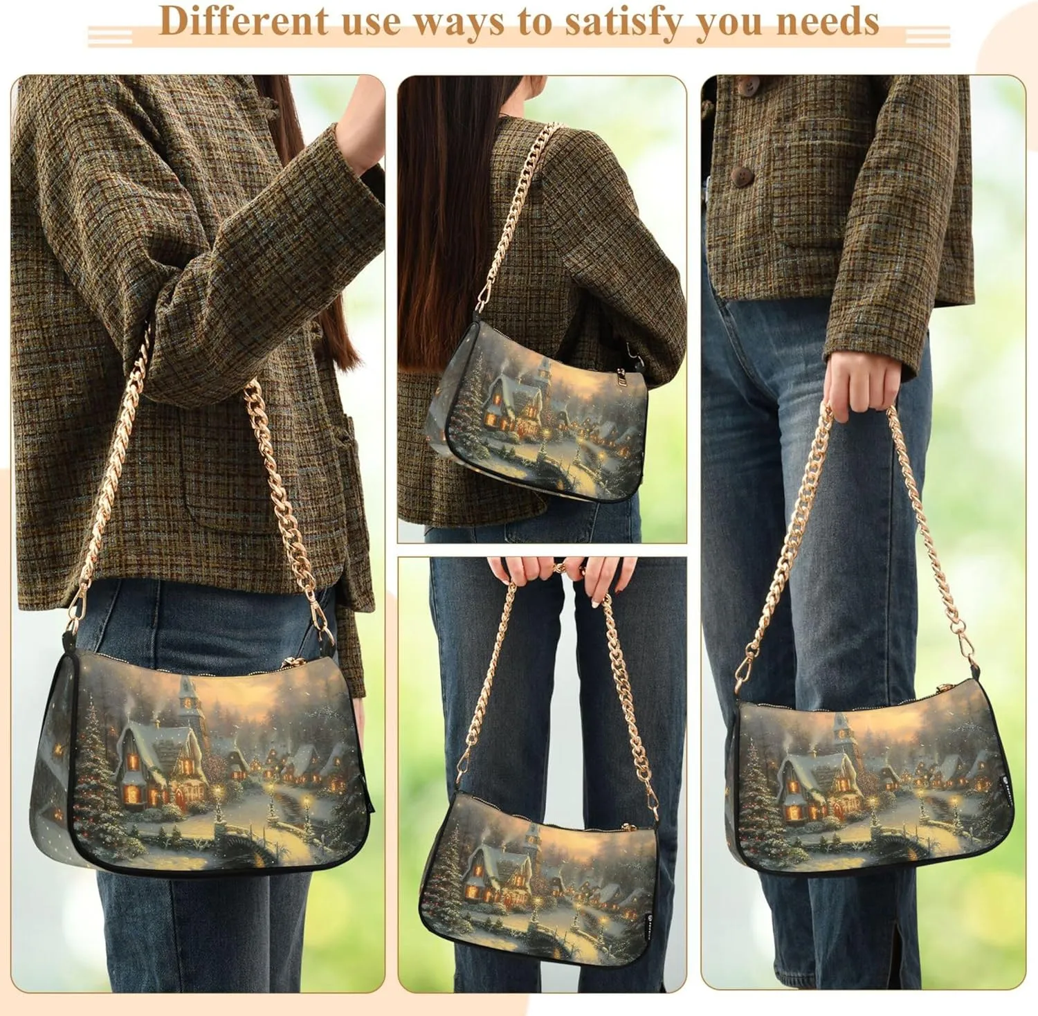 Regatta Painting Claude Monet Womens Purse Hobo Party Clutch Womens Trendy Handbags Chain over Shoulder Purse