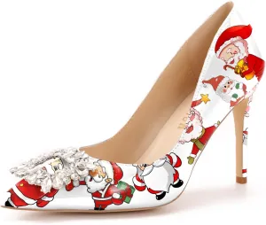 Reindee Lusion Womens High Stiletto Heels Pumps Crystal Printed Closed Toe Sexy Pumps Shoes