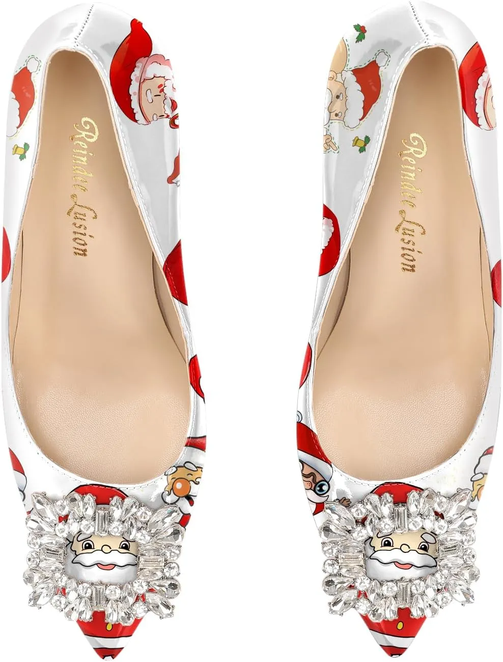Reindee Lusion Womens High Stiletto Heels Pumps Crystal Printed Closed Toe Sexy Pumps Shoes