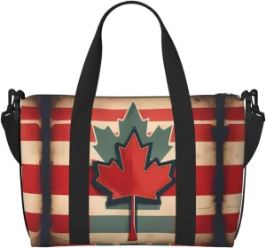 Retro Canada Flag pattern print Travel Duffle Bag,Weekender Bags,Gym Duffel Bag,Luggage Duffle Overnight for Women Men
