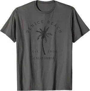 Retro Cool Venice Beach California Palm Tree Novelty Art T-Shirt