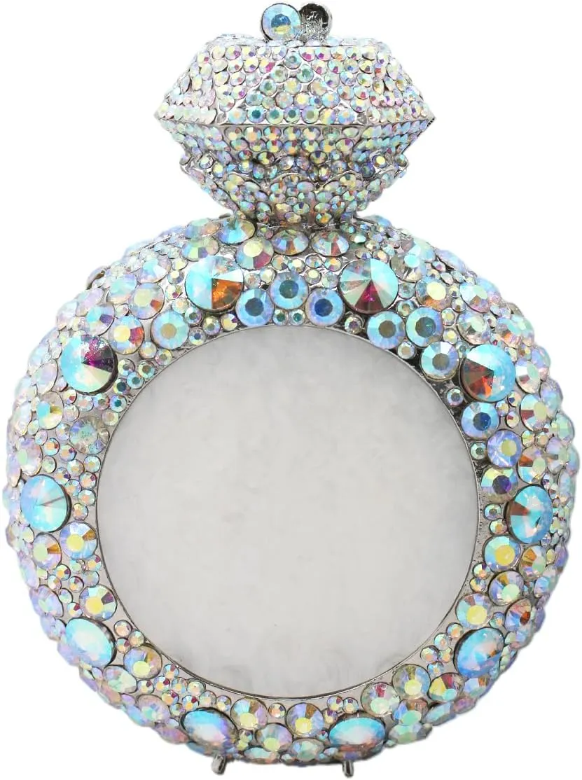 Rhinestone Acrylic Clutch for Women Novelty Vintage Clock Wedding Purse Sparkling Elegant Evening Prom Handbag