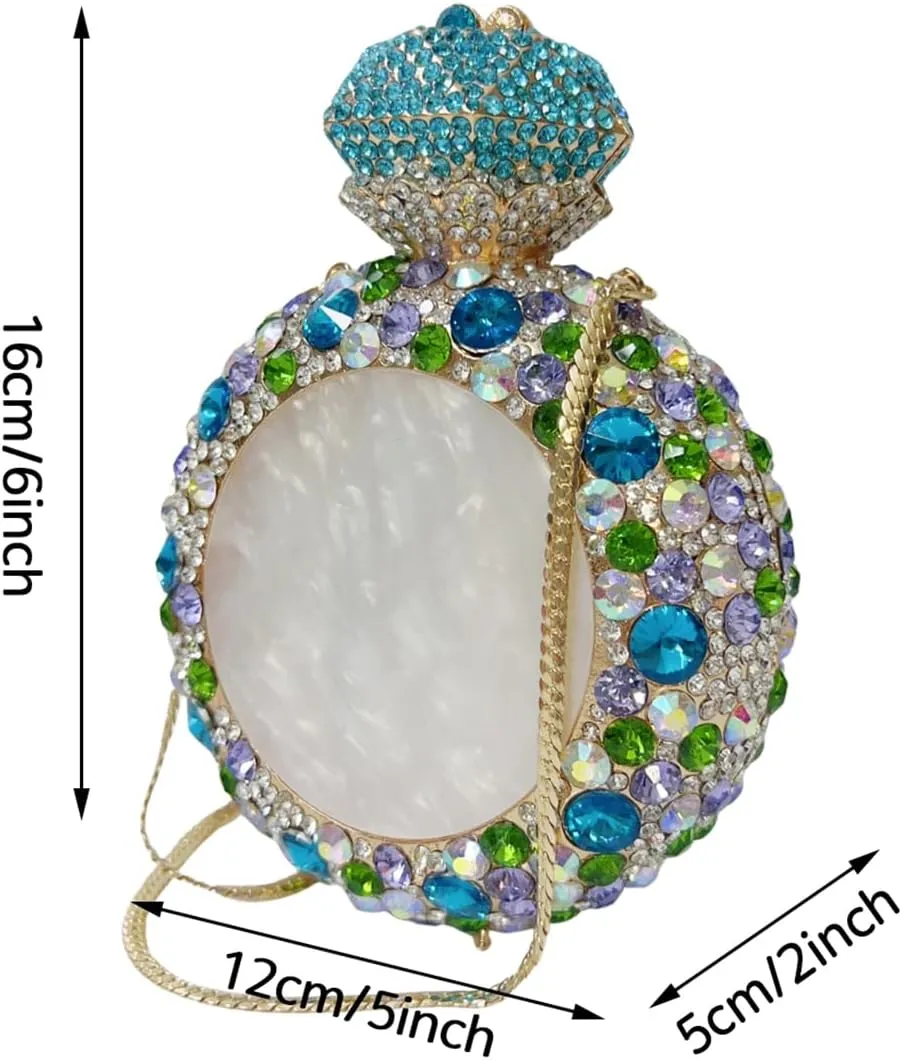 Rhinestone Acrylic Clutch for Women Novelty Vintage Clock Wedding Purse Sparkling Elegant Evening Prom Handbag