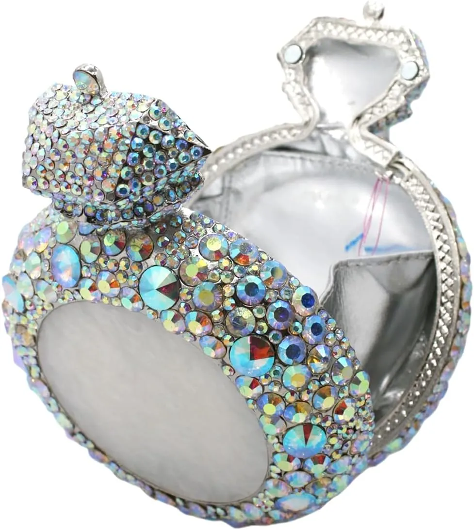 Rhinestone Acrylic Clutch for Women Novelty Vintage Clock Wedding Purse Sparkling Elegant Evening Prom Handbag