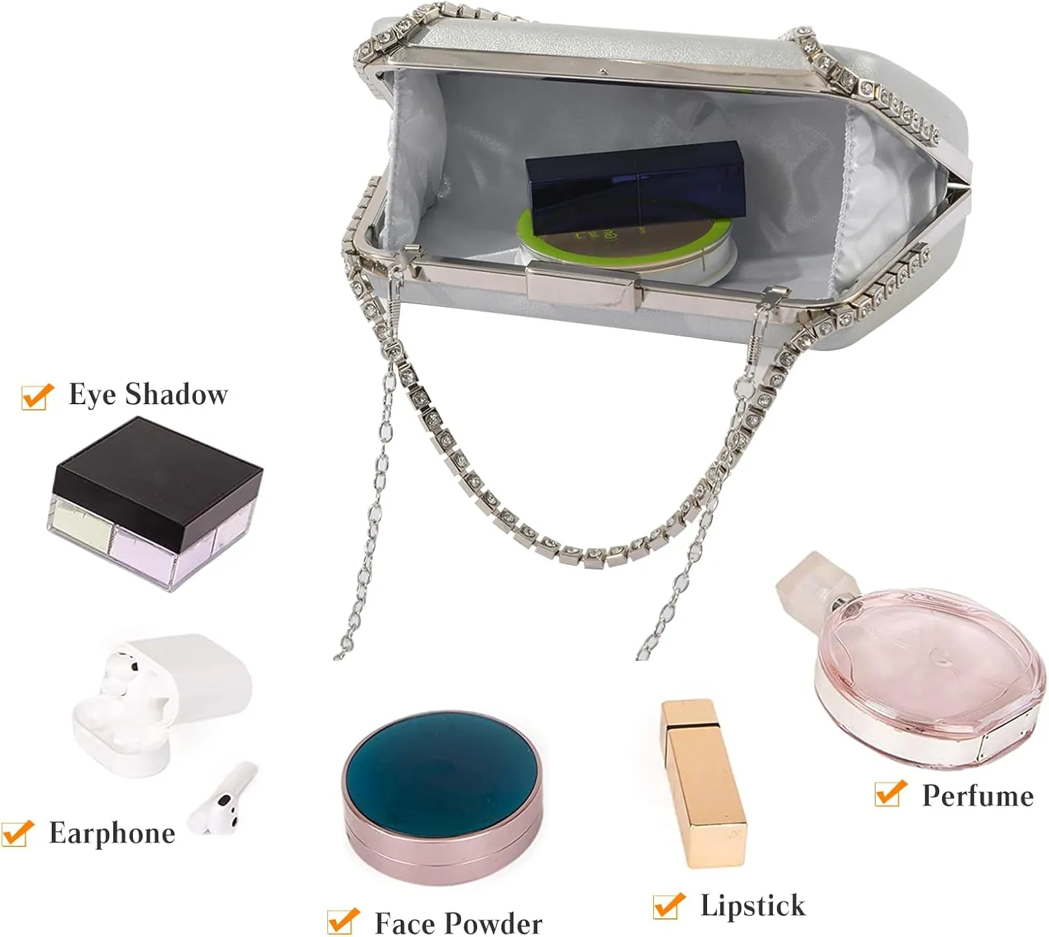 Rhinestone Clutch Bag Sparkly Evening Bag for Women Bridal Wedding Purse Glitter Shoulder Bag Crystal Crossbody Bag