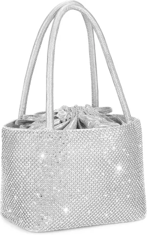 Rhinestone Clutch Purse for Women Top Handle Sparkly Diamond Evening Bag Glitter Mini Handbag for Evening Party