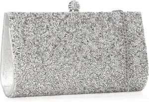 Rhinestone Clutch Purse for Women,Crystal Evening Bag Wedding Prom Party,Crossbody handbag Silver