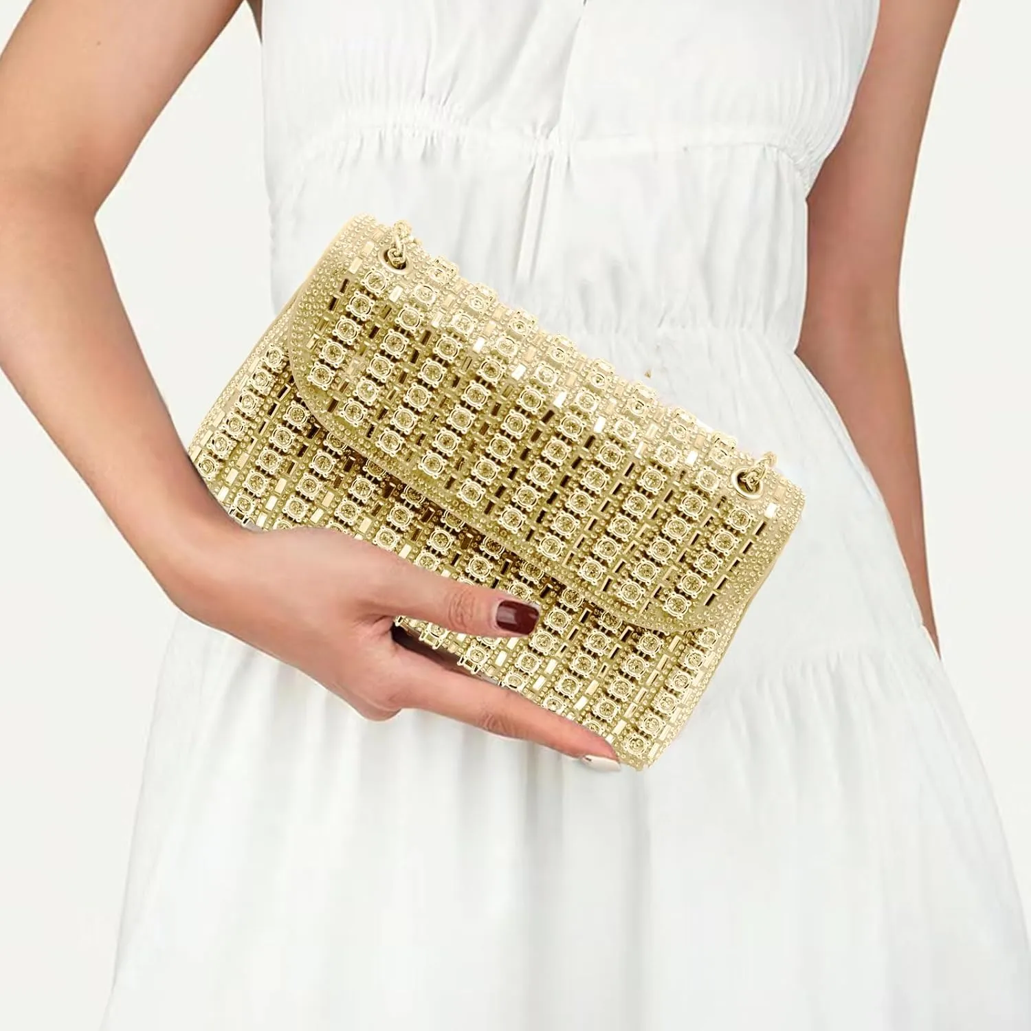 Rhinestone Evening Clutch Purse Silver Crystal Diamond Evening Bag Colorful Shoulder Crossbody Handbags for Wedding
