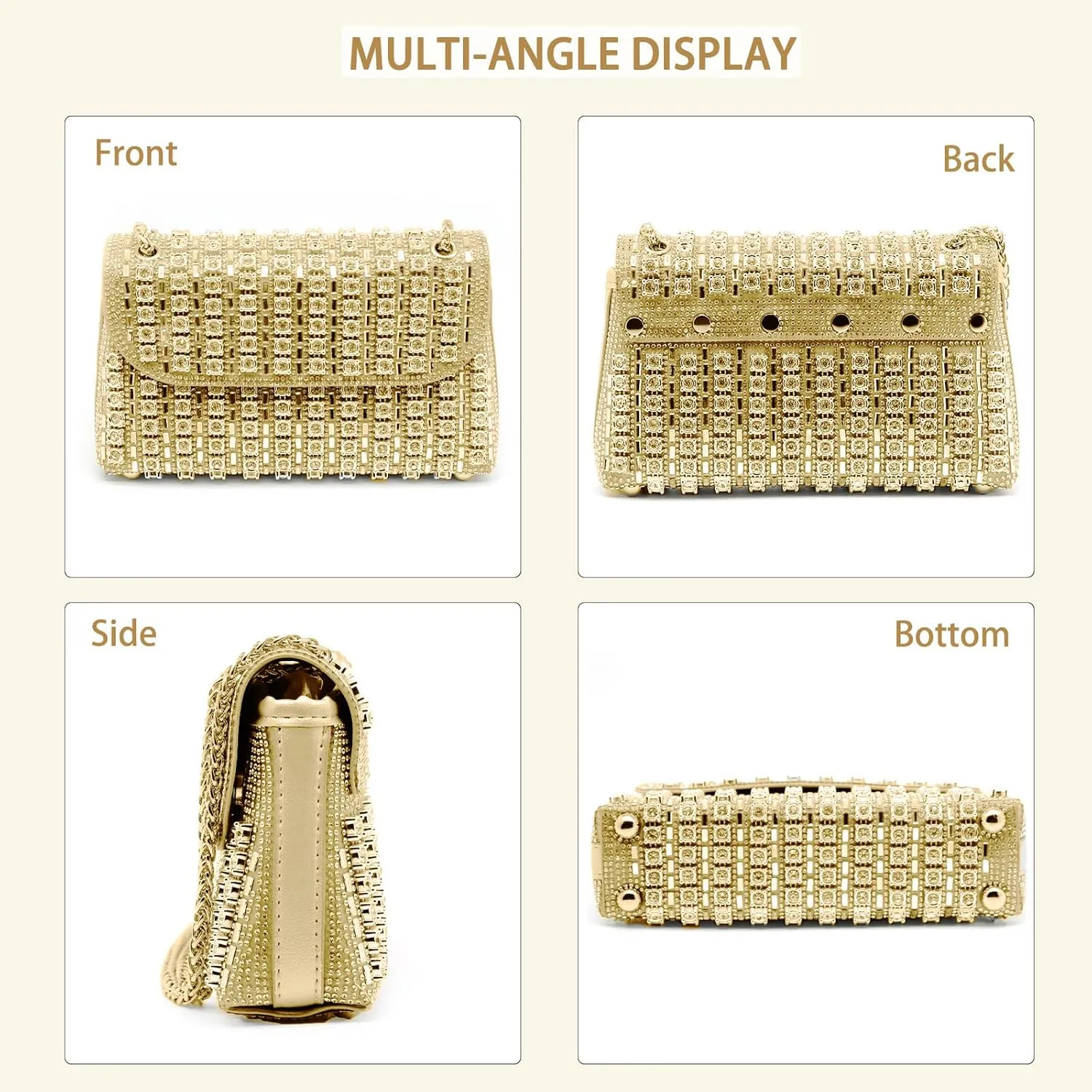 Rhinestone Evening Clutch Purse Silver Crystal Diamond Evening Bag Colorful Shoulder Crossbody Handbags for Wedding